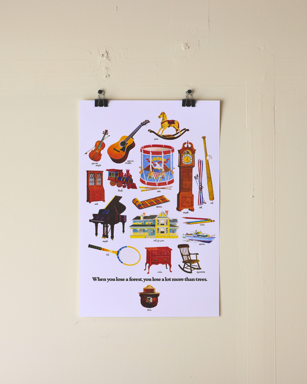 Smokey The Bear "Carpentry" Vintage Wooden Objects Print