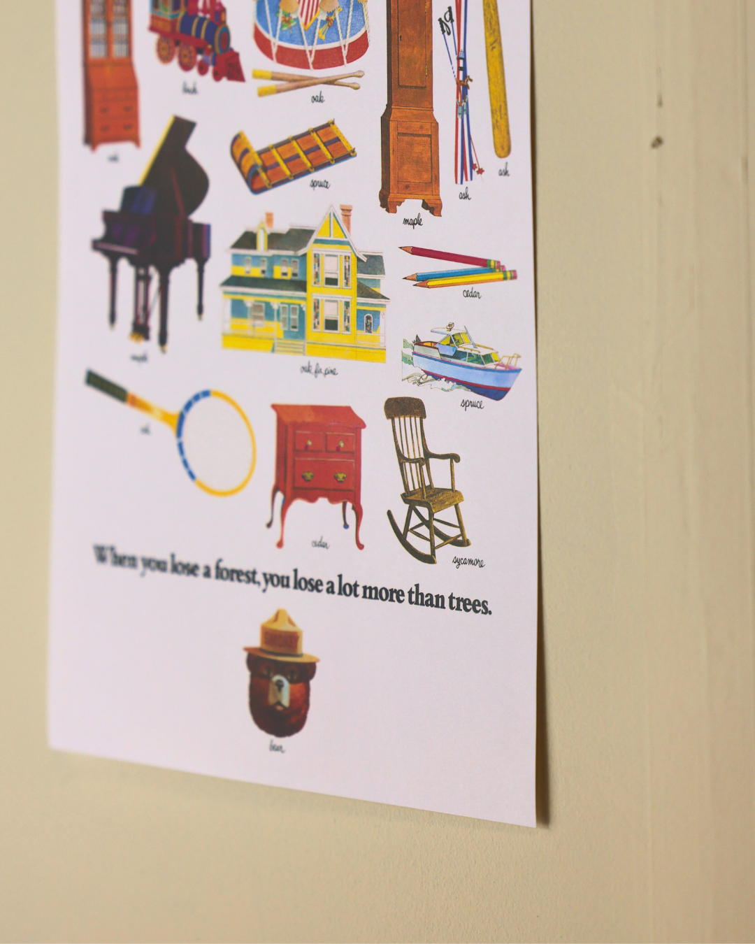 Smokey The Bear "Carpentry" Vintage Wooden Objects Print