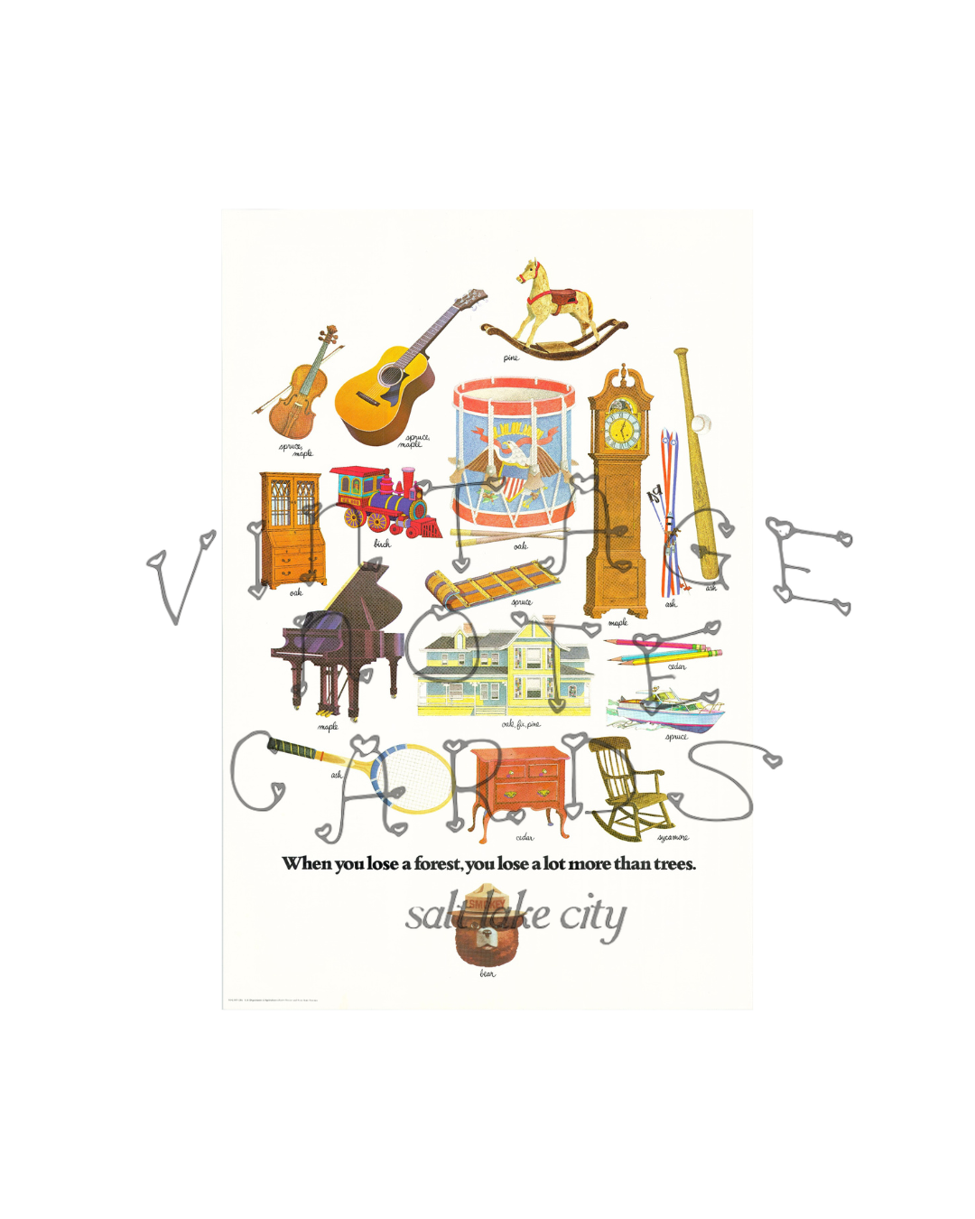 Smokey The Bear "Carpentry" Vintage Wooden Objects Print