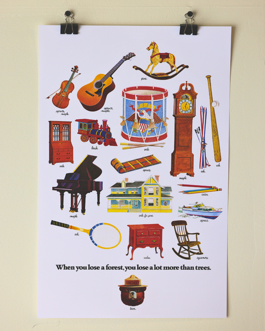 Smokey The Bear "Carpentry" Vintage Wooden Objects Print